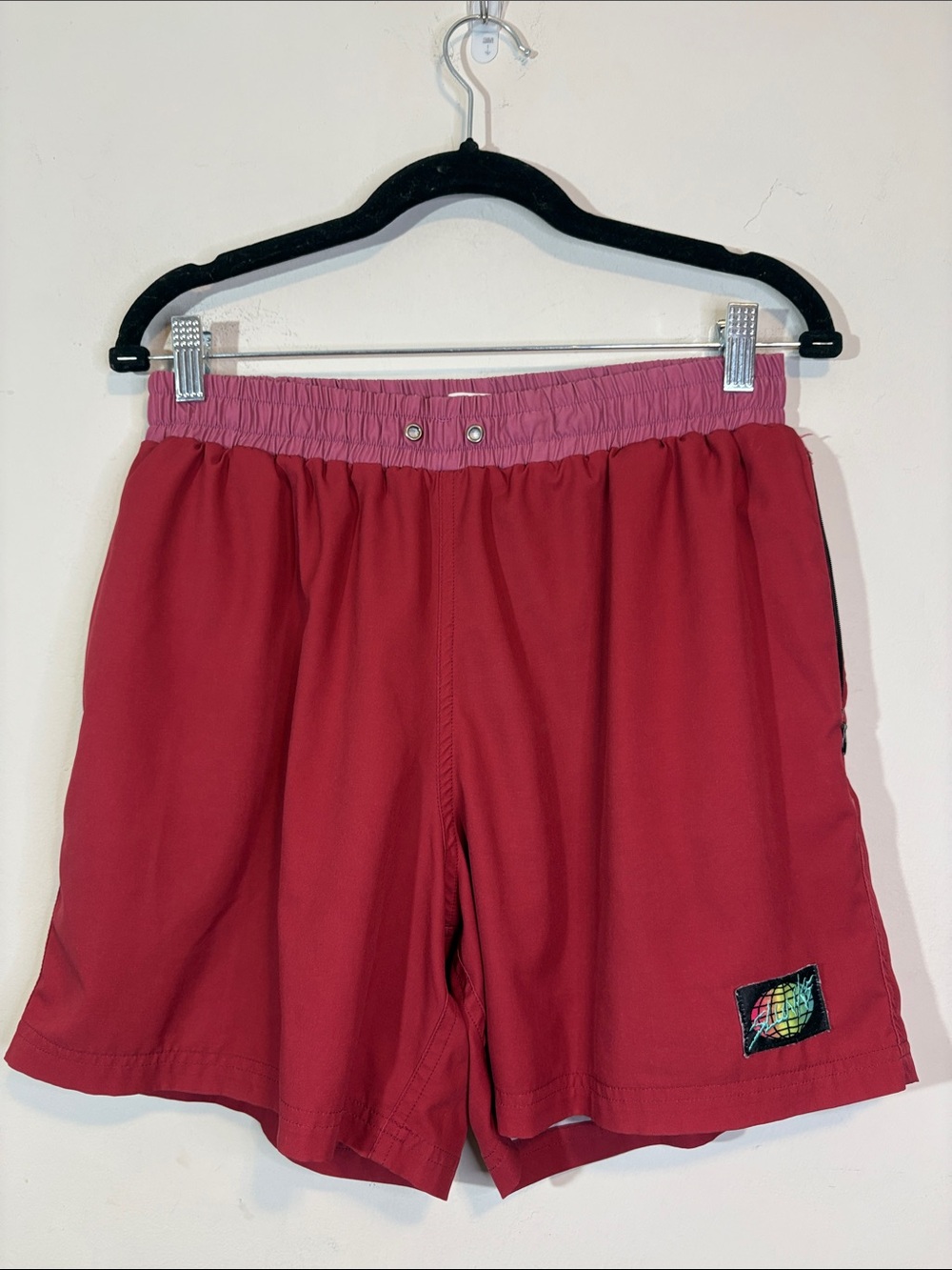 Slunks Men’s Medium Beach Volleyball Shorts Raspberry Red Two Tone Pink Contrast